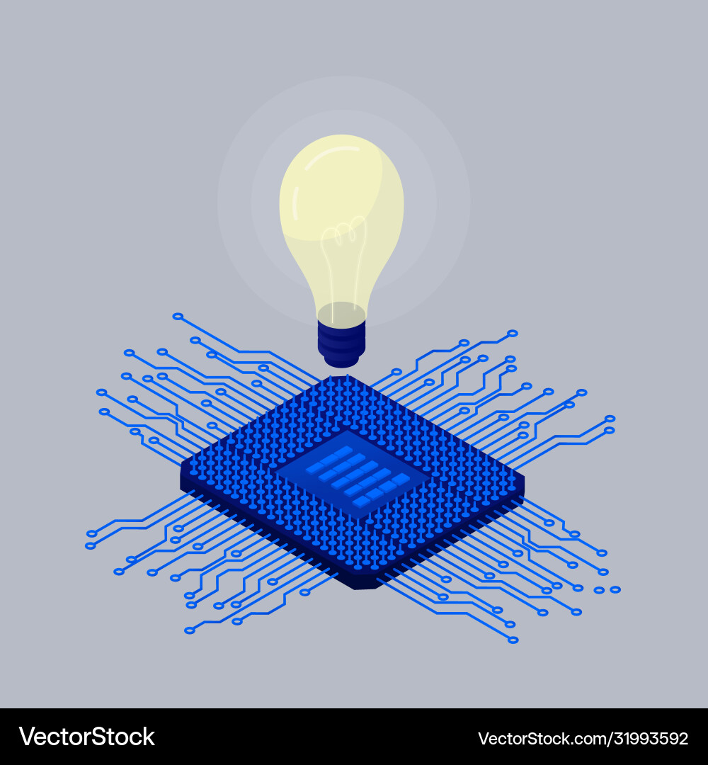 Idea amplifying computer processor modern blue vector image