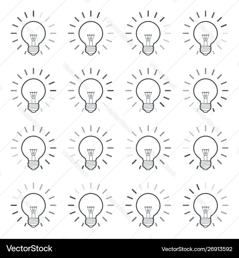 Light bulb rotating rays animation sprite linear Light bulb rotating rays animation sprite linear vector image