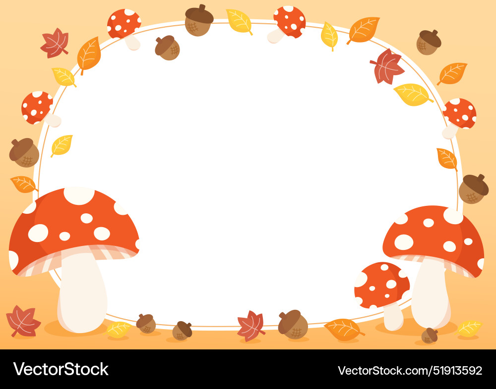 Orange mushroom acorn frame 2 Orange mushroom acorn frame 2 vector image