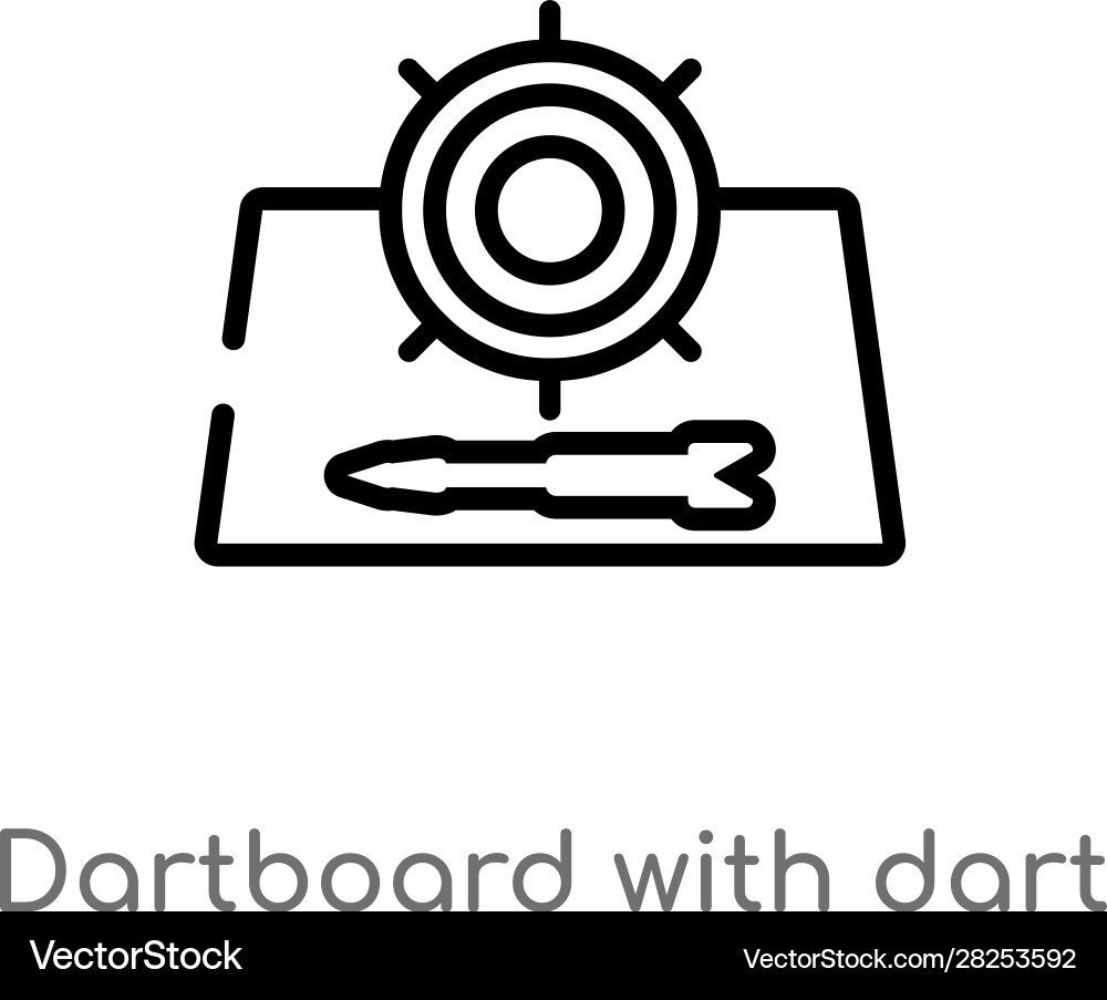 Outline dartboard with dart icon isolated black Outline dartboard with dart icon isolated black vector image