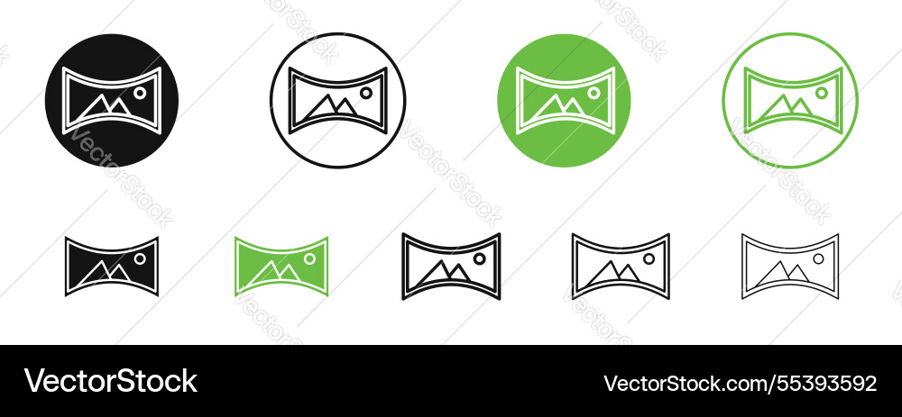 Panoramic icons in black and green colors Panoramic icons in black and green colors vector image