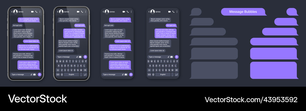 Realistic smartphone with messaging app sms text Realistic smartphone with messaging app sms text vector image