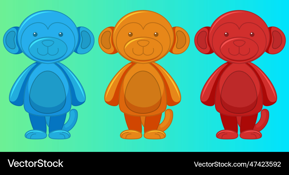 Set of monkey with different color cartoon Vector Image