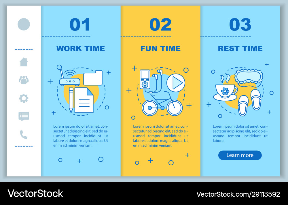 Time management onboarding mobile web pages Time management onboarding mobile web pages vector image