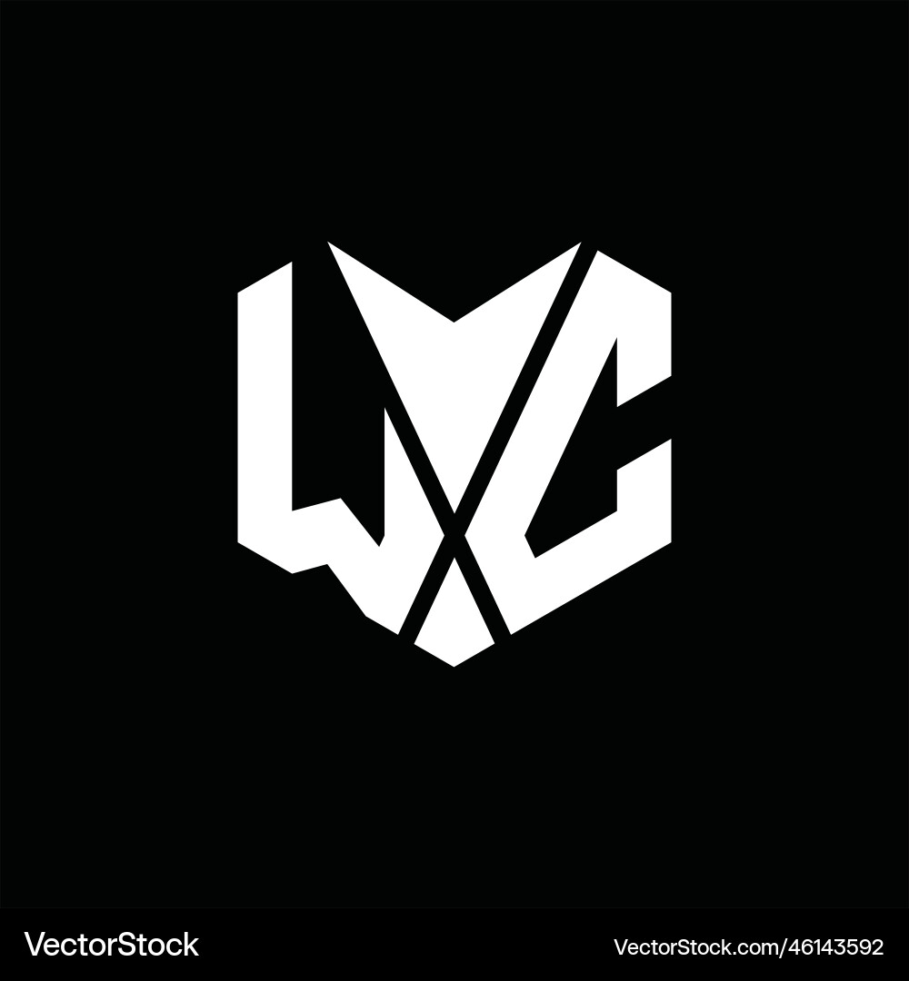 Wc logo monogram abstract hexagon images design Vector Image