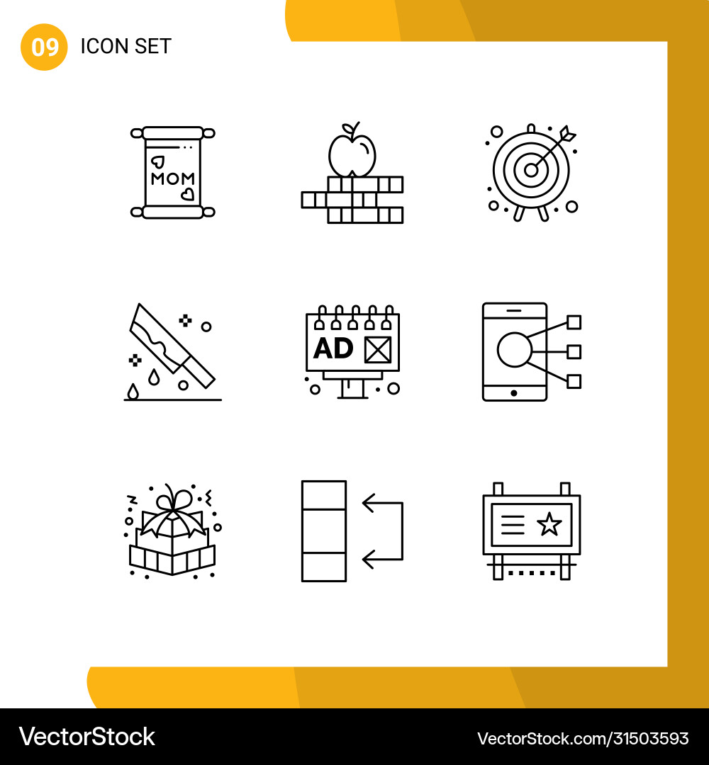 9 universal outlines set for web and mobile Vector Image