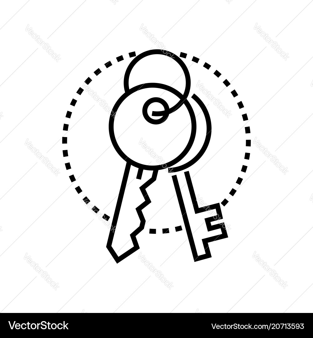 A bunch of keys - line design single isolated icon A bunch of keys - line design single isolated icon vector image