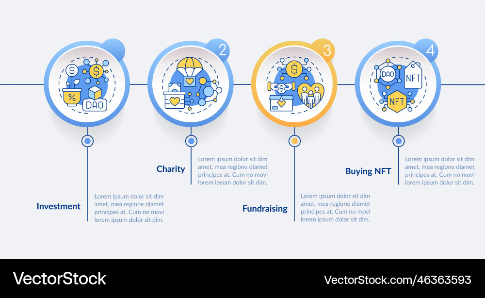 Dao usage purpose circle infographic template Dao usage purpose circle infographic template vector image