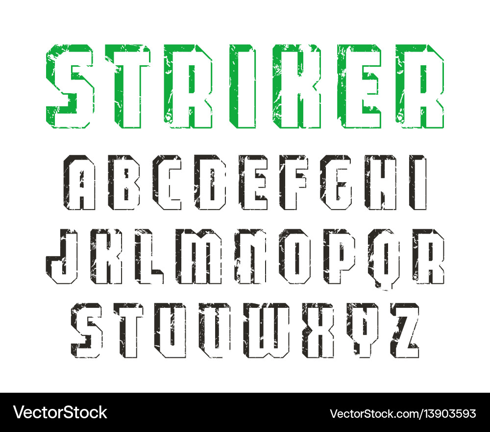 Decorative sanserif font with effect of volume Decorative sanserif font with effect of volume vector image