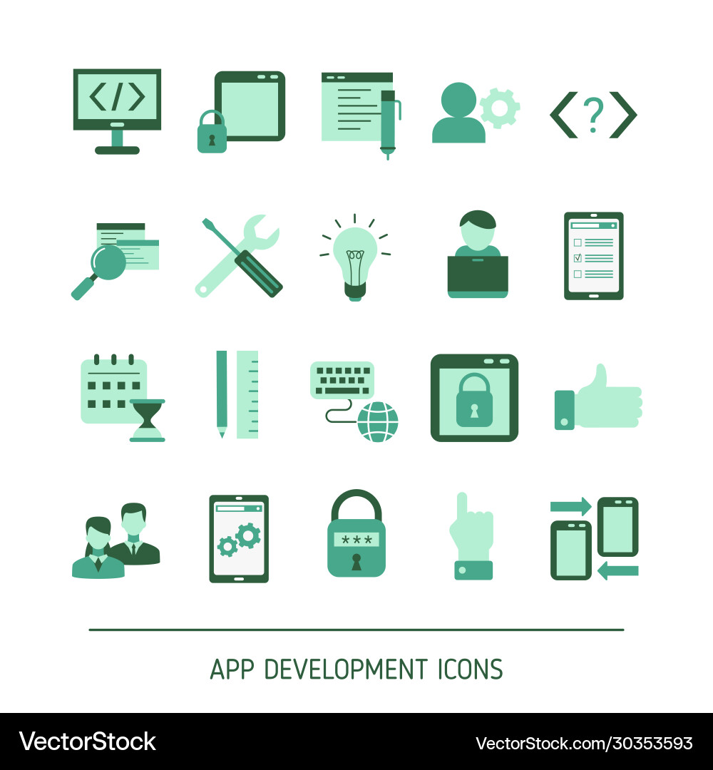 Design and app development icons Design and app development icons Vector Image