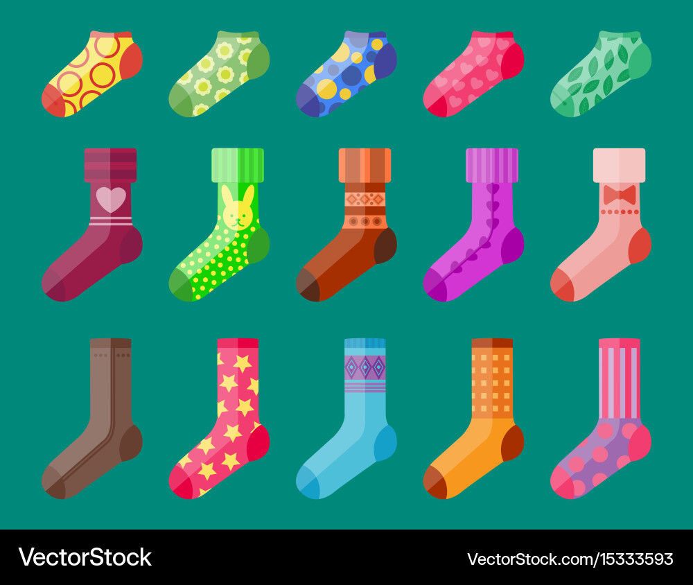 Flat design colorful socks set Vector Image