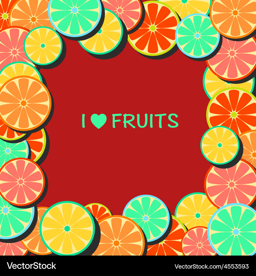 Flat-frame with citrus Vector Image