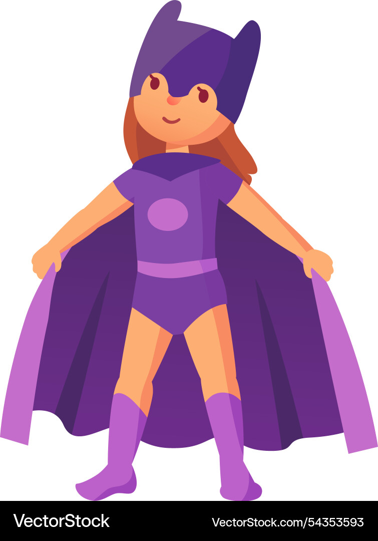 Happy child wearing a purple superhero costume Happy child wearing a purple superhero costume vector image