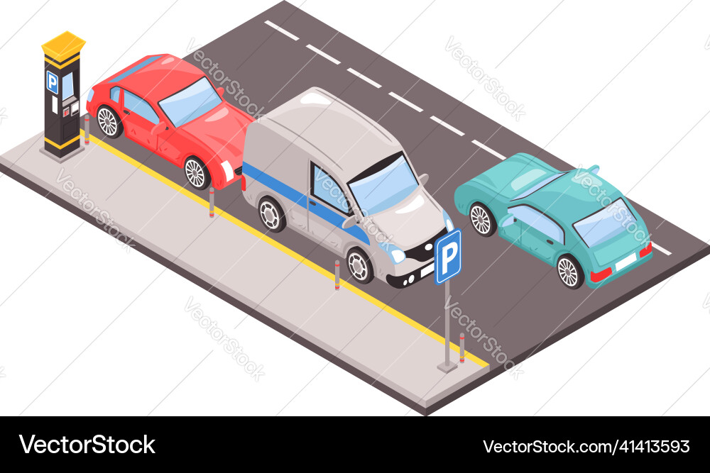 Isometric car park Isometric car park vector image