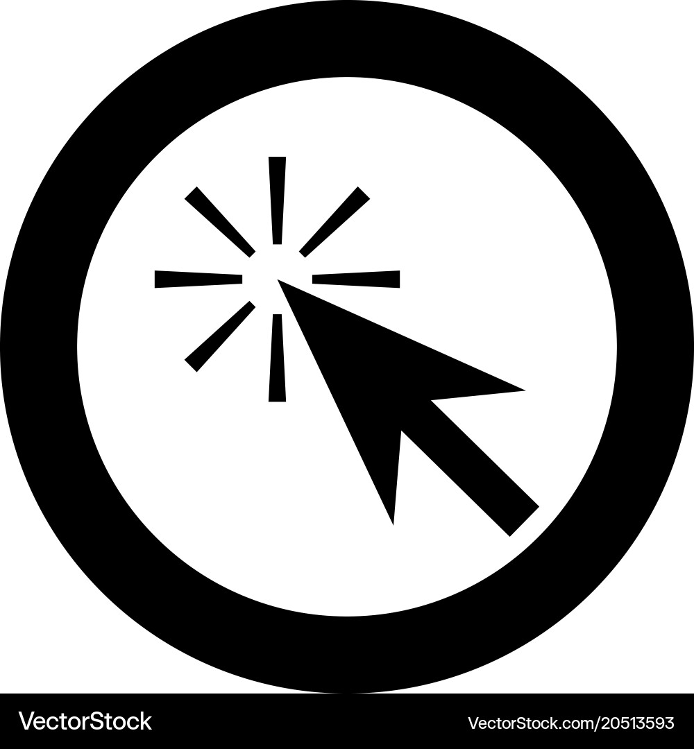 Mouse click icon black color in circle or round Vector Image