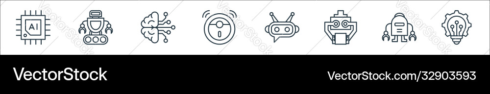 Robotics line icons linear set quality Robotics line icons linear set quality Vector Image