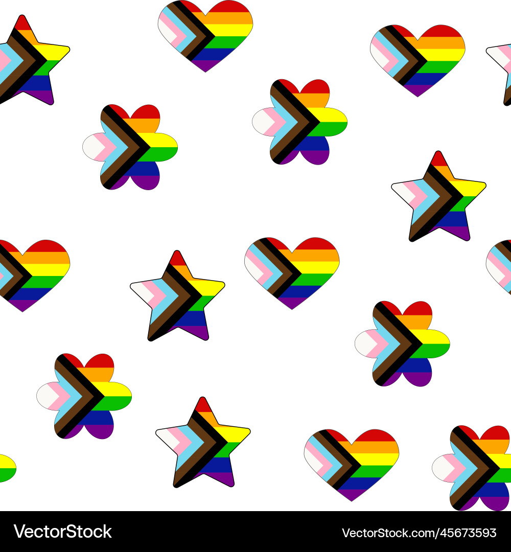 Seamless pattern with new lgbt flag hearts text Seamless pattern with new lgbt flag hearts text vector image