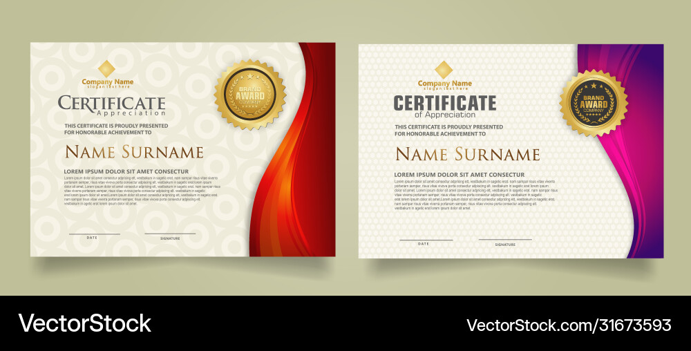 Set modern certificate template with flow lines Set modern certificate template with flow lines Vector Image