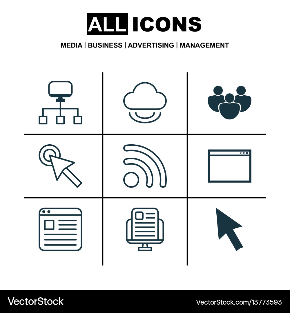 Set of 9 web icons includes local connection Set of 9 web icons includes local connection vector image