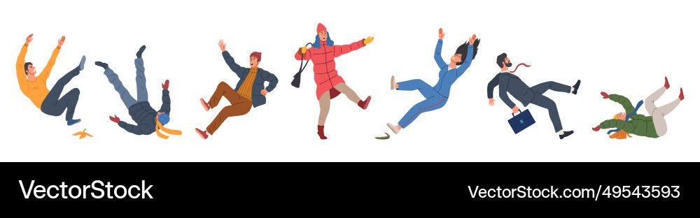 Set of falling characters Set of falling characters vector image