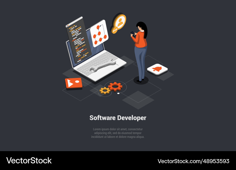 Software Developer Coding Process vector image