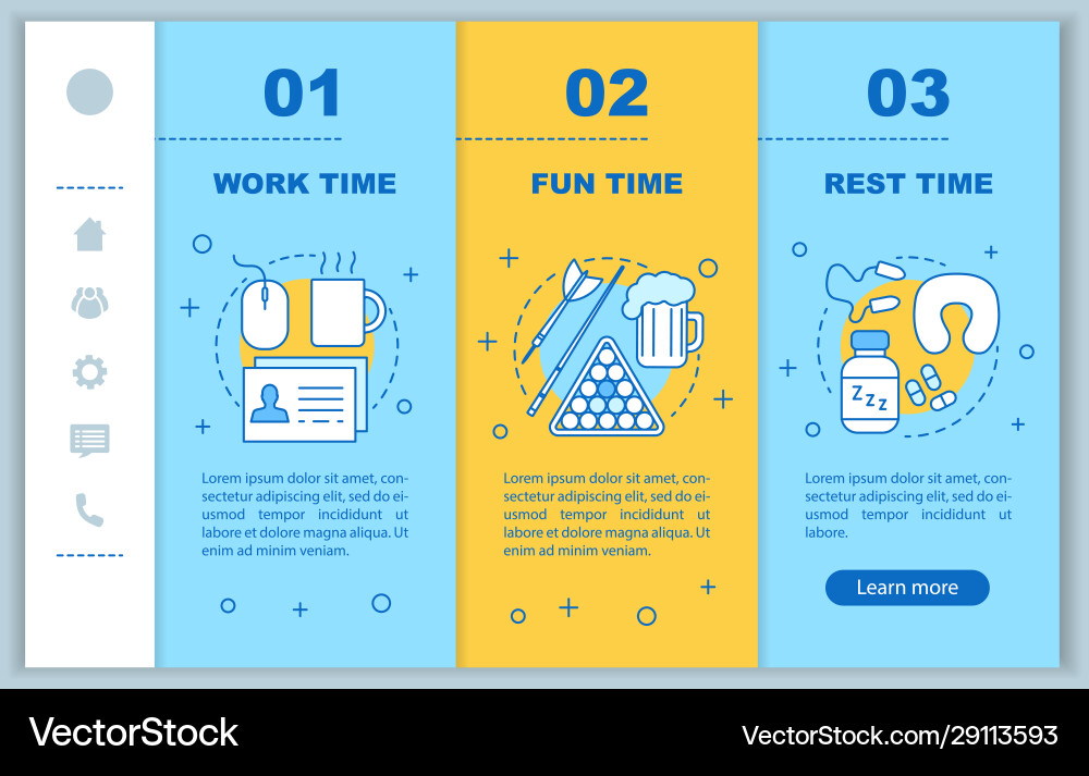 Time management onboarding mobile web pages Time management onboarding mobile web pages vector image