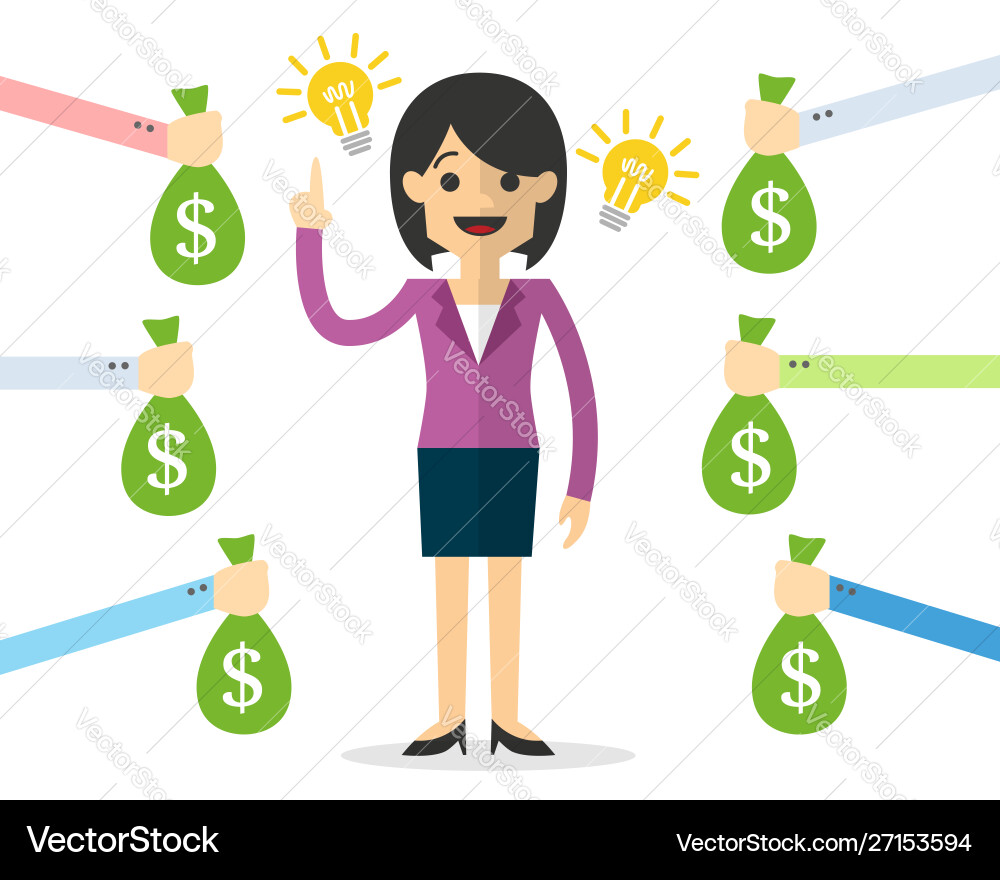 Business woman with ideas and innovation Business woman with ideas and innovation vector image