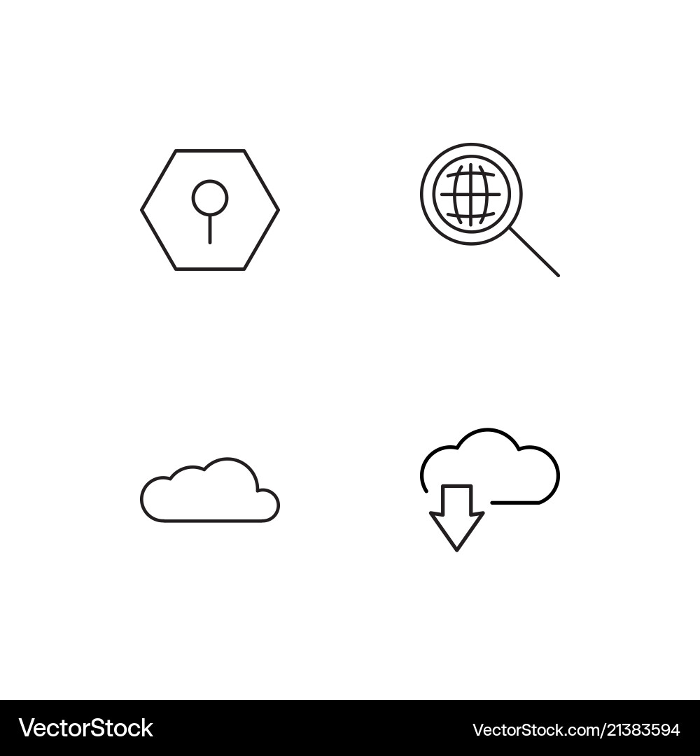 Cyber security linear icons set simple outline vector image