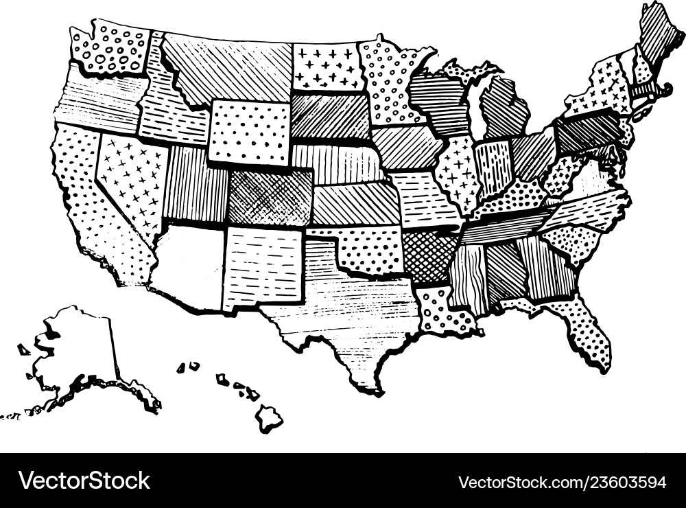 Drawing art map of united states america funny Drawing art map of united states america funny vector image