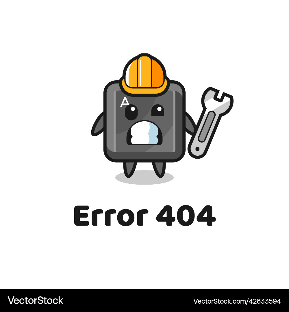 Error 404 with the cute keyboard button mascot Vector Image