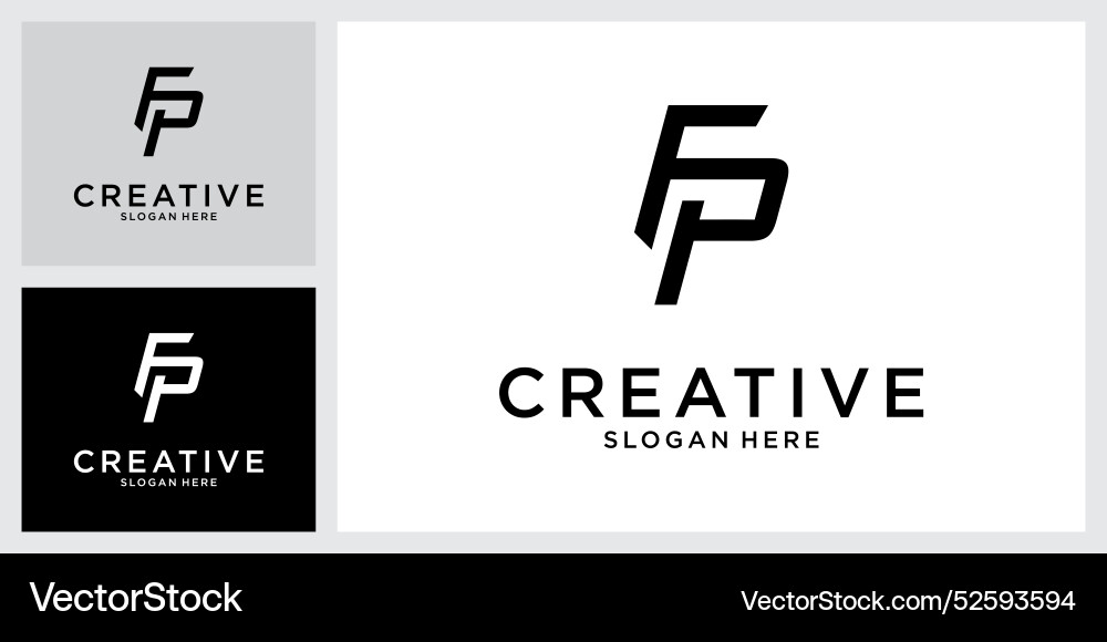 Fp or pf initial letter logo design Royalty Free Vector