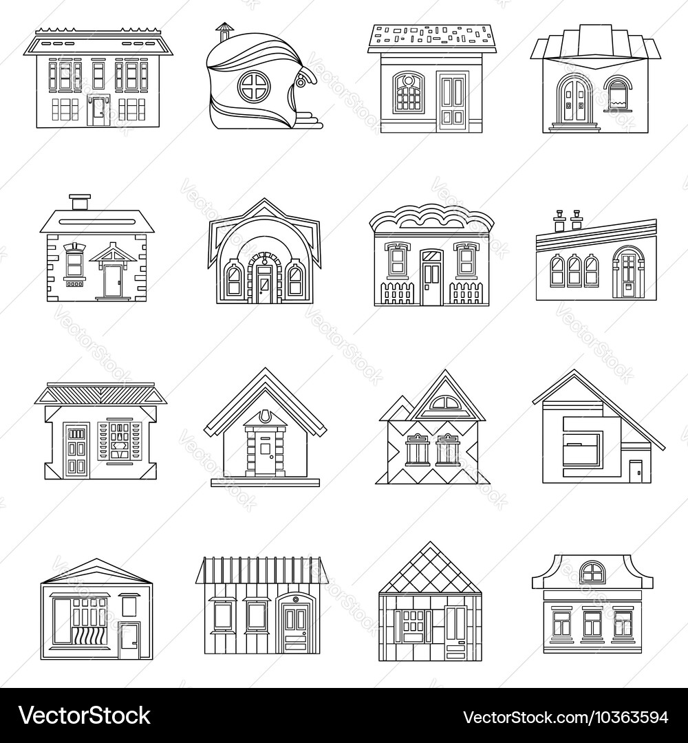 House set in outline style Vector Image