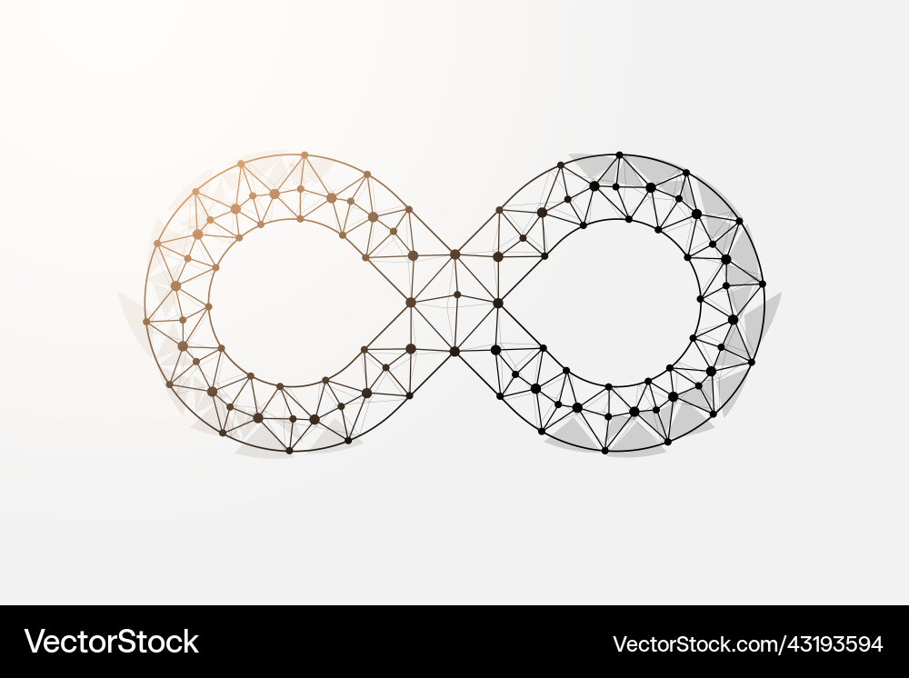 Infinity 3d low poly symbol with connected dots Vector Image