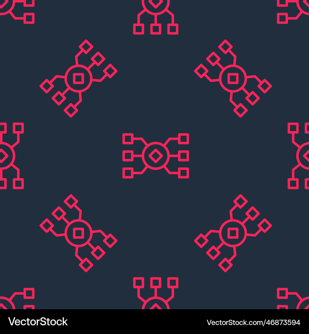 Red line neural network icon isolated seamless Red line neural network icon isolated seamless vector image