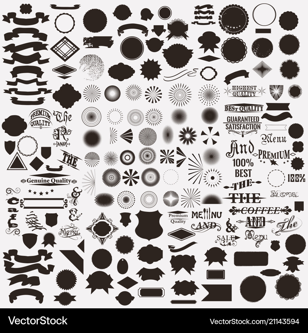 Retro Sunburst Shapes - Labels & Badges Vector Image