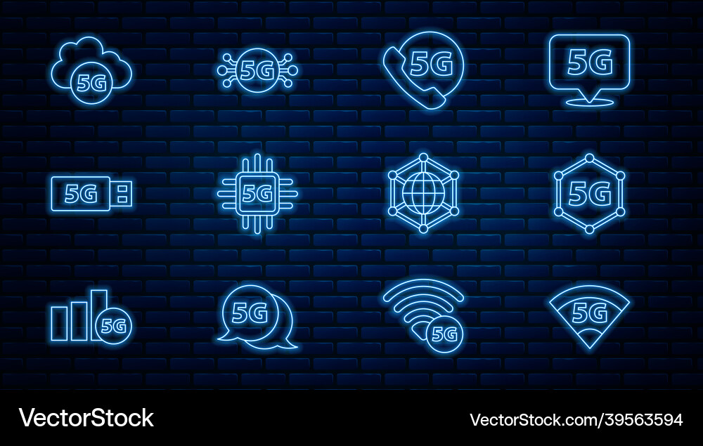 Set line 5g network phone with processor modem Set line 5g network phone with processor modem vector image