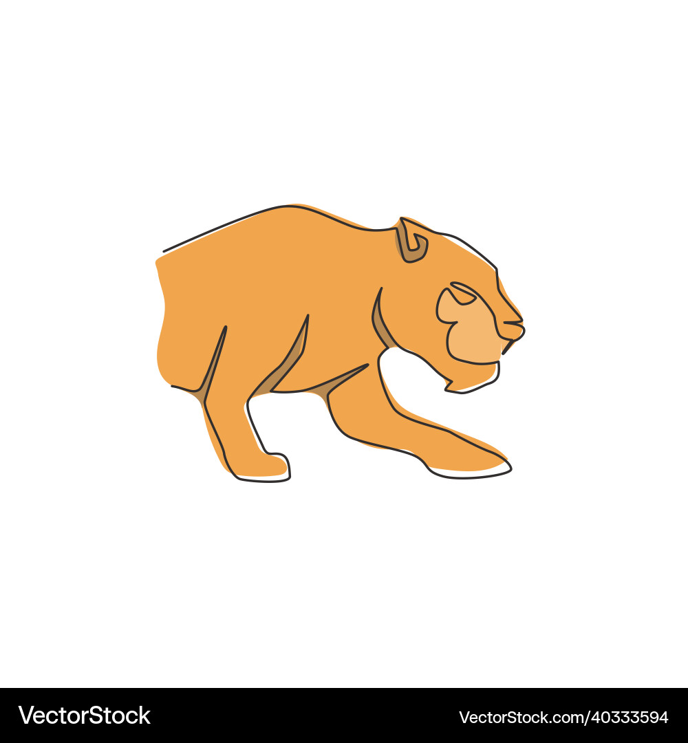 Single continuous line drawing of elegant leopard Single continuous line drawing of elegant leopard vector image