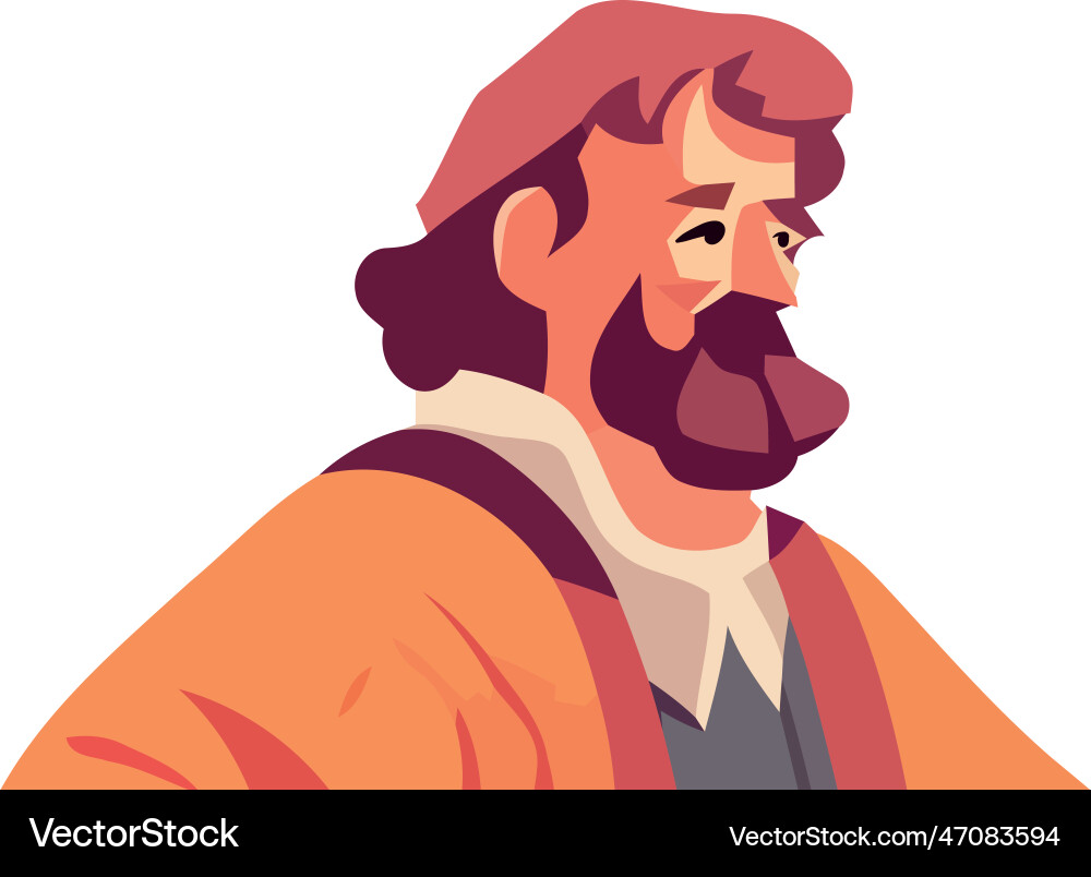 Smiling man with beard in flat design Vector Image