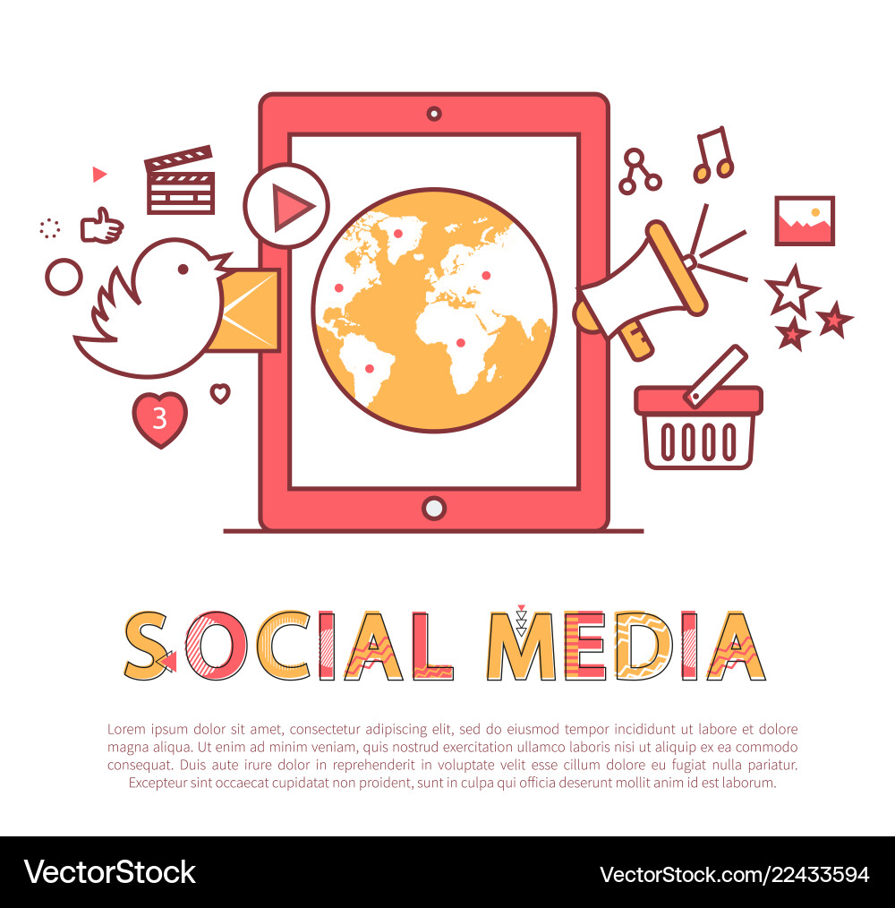 Social media poster and text Social media poster and text vector image