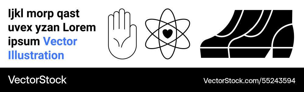 Symbols representing hand gesture atom with heart Vector Image