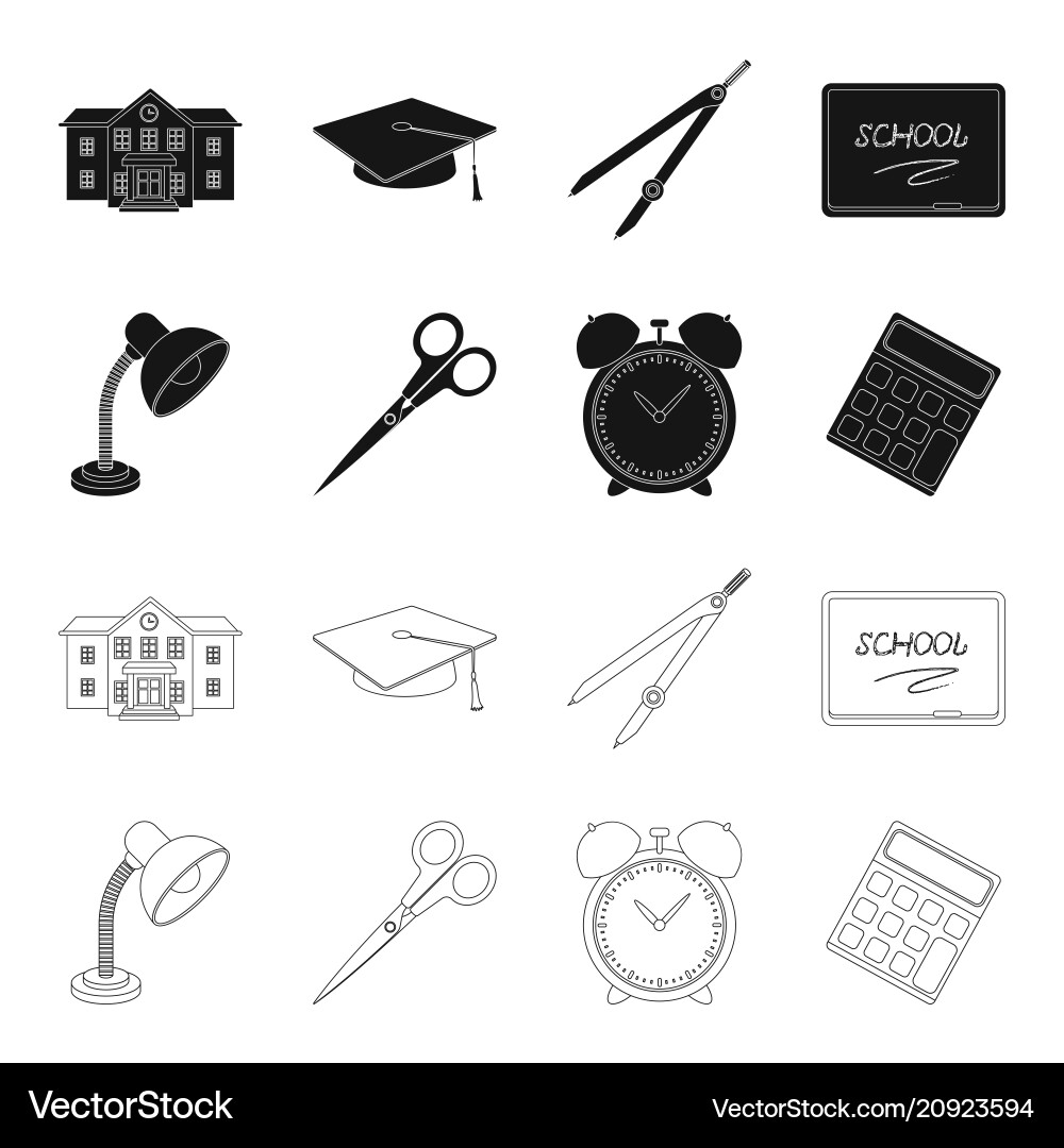 Table lamp scissors alarm clock calculator Vector Image