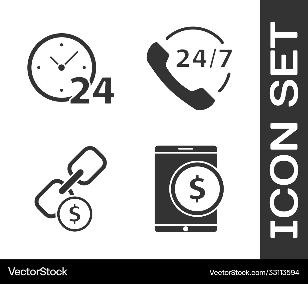 Tablette mit Dollar Uhr 24 Stunden Kettenglied Vektorbild