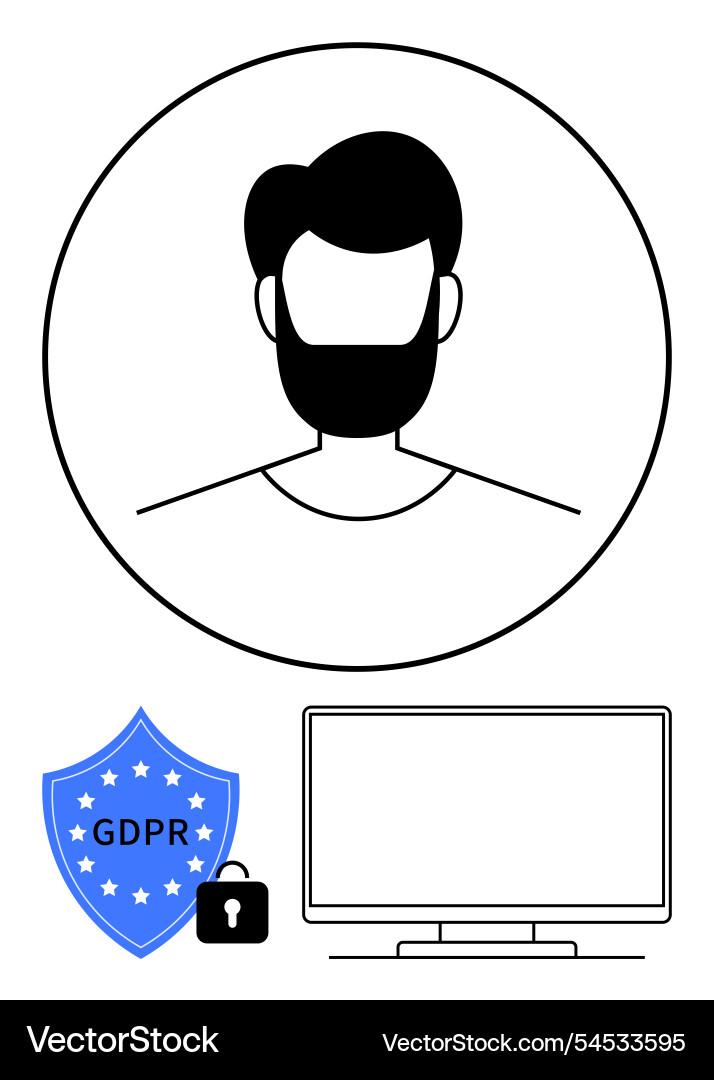 Benutzerprofil mit gdpr Schild und sicherem Computer Benutzerprofil mit gdpr Schild und sicherem Computer vektorbild