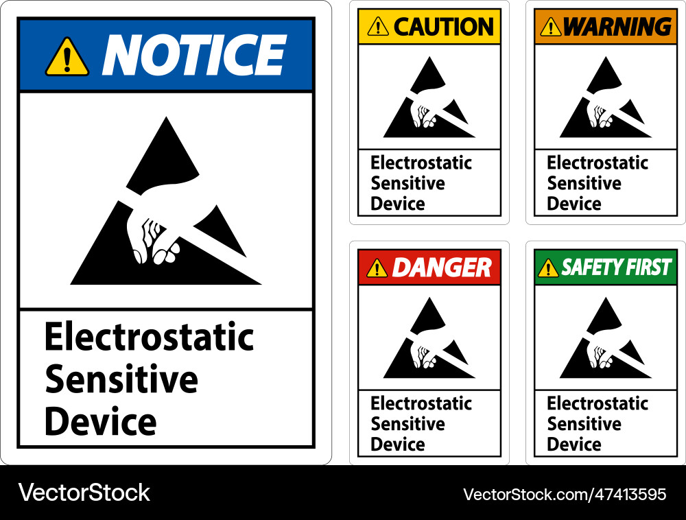 Caution electrostatic sensitive device sign Caution electrostatic sensitive device sign Vector Image