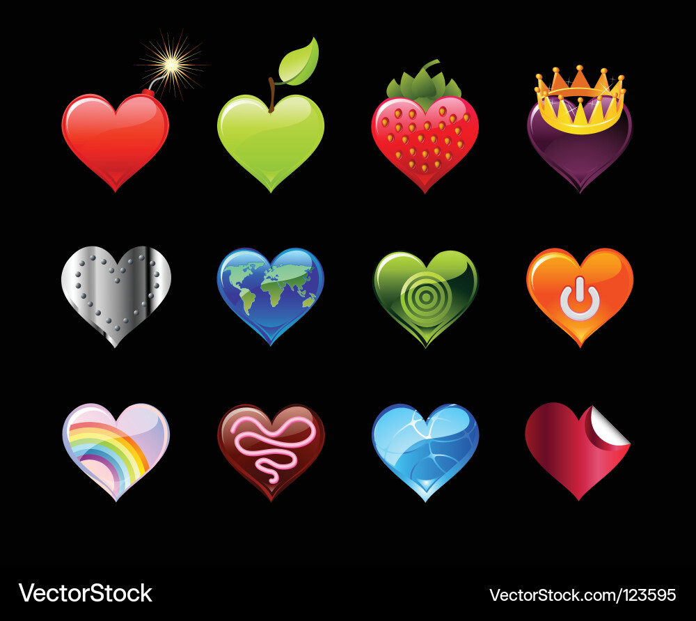 Colorful Heart Icons Set Vector Image