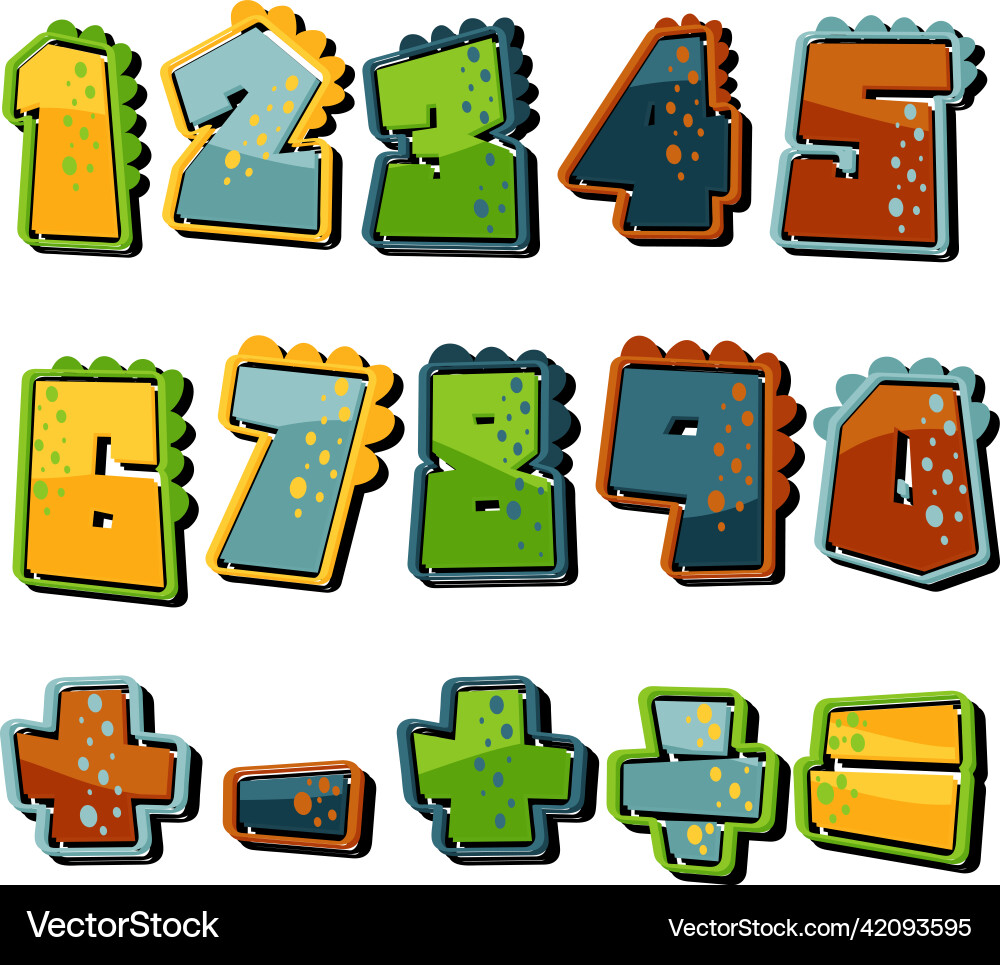 Counting number 0 to 9 and math symbols Counting number 0 to 9 and math symbols vector image