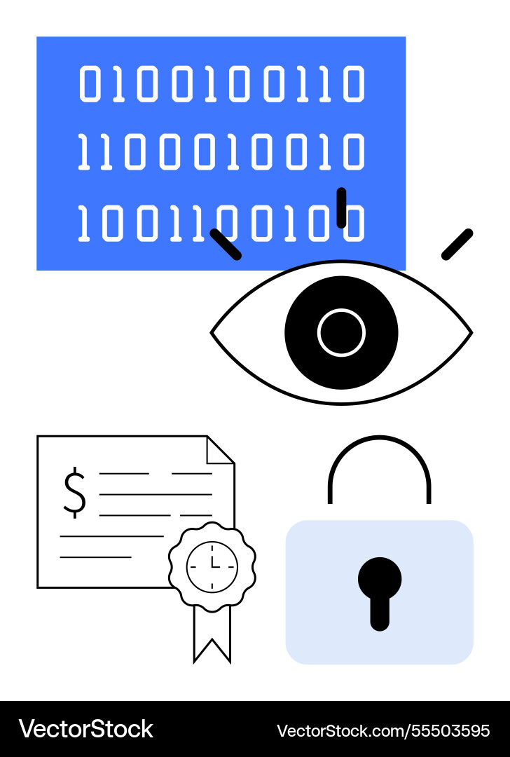 Digital security concept with binary code eye Digital security concept with binary code eye Vector Image