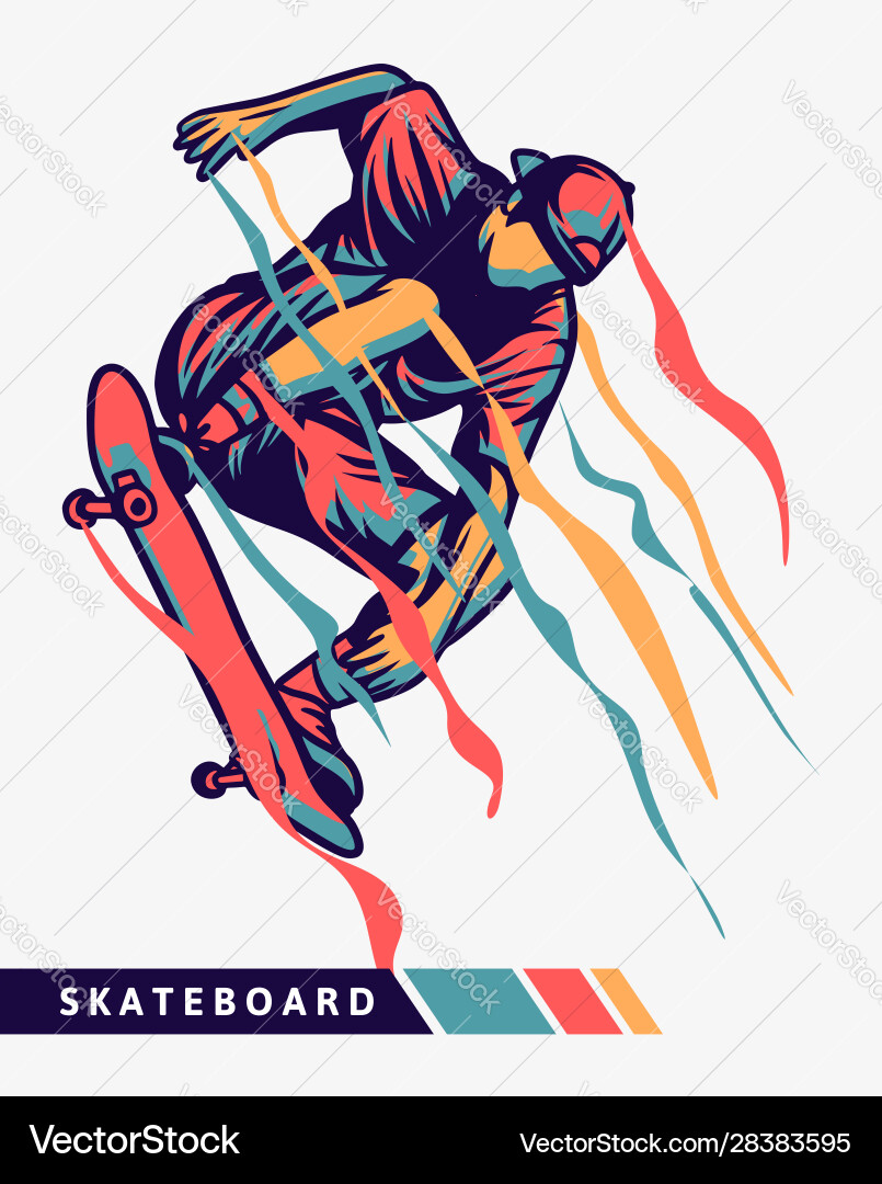Dynamic Skateboarder in Motion Vector Image