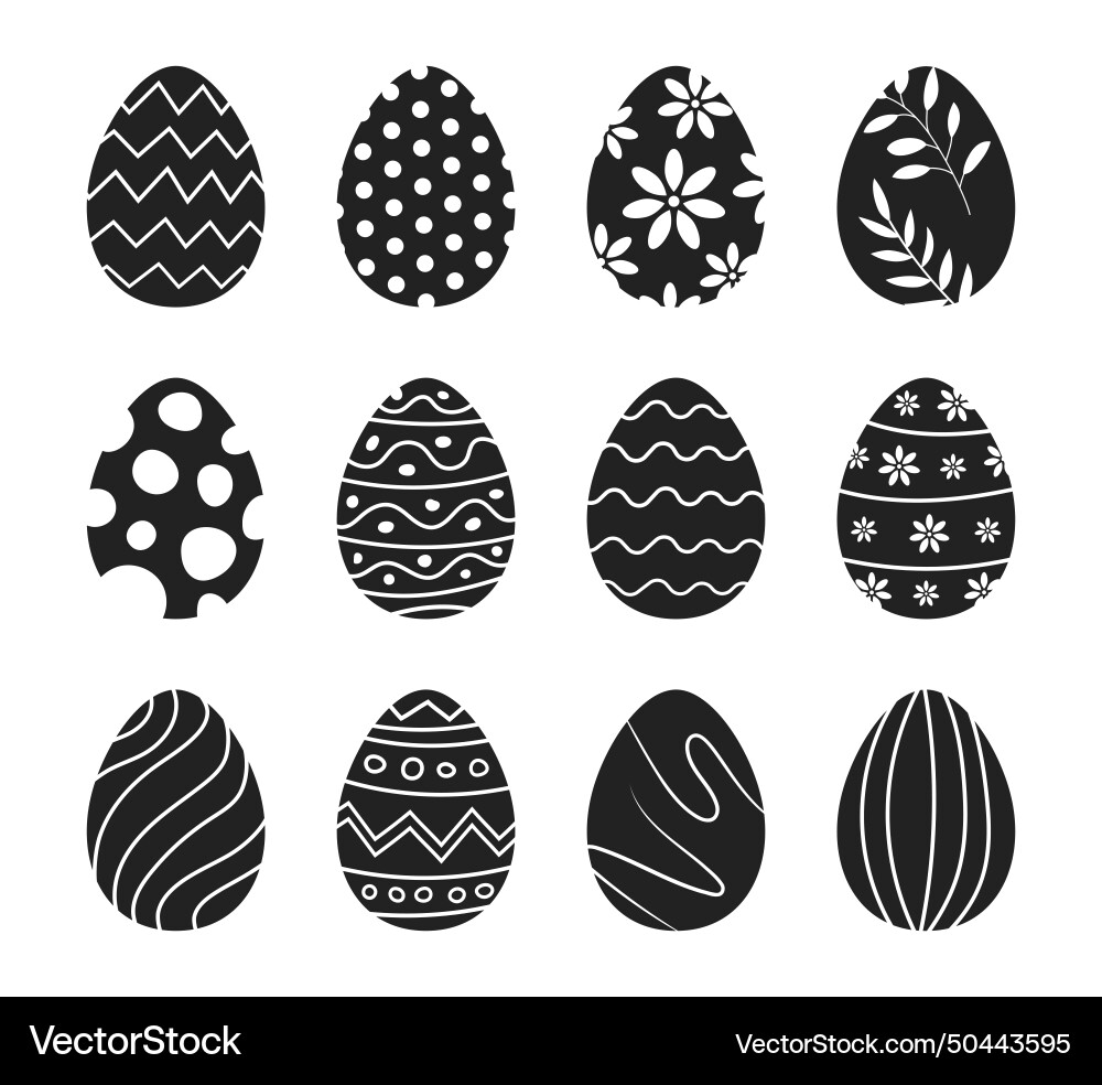 Easter eggs icons set doodle style Vector Image