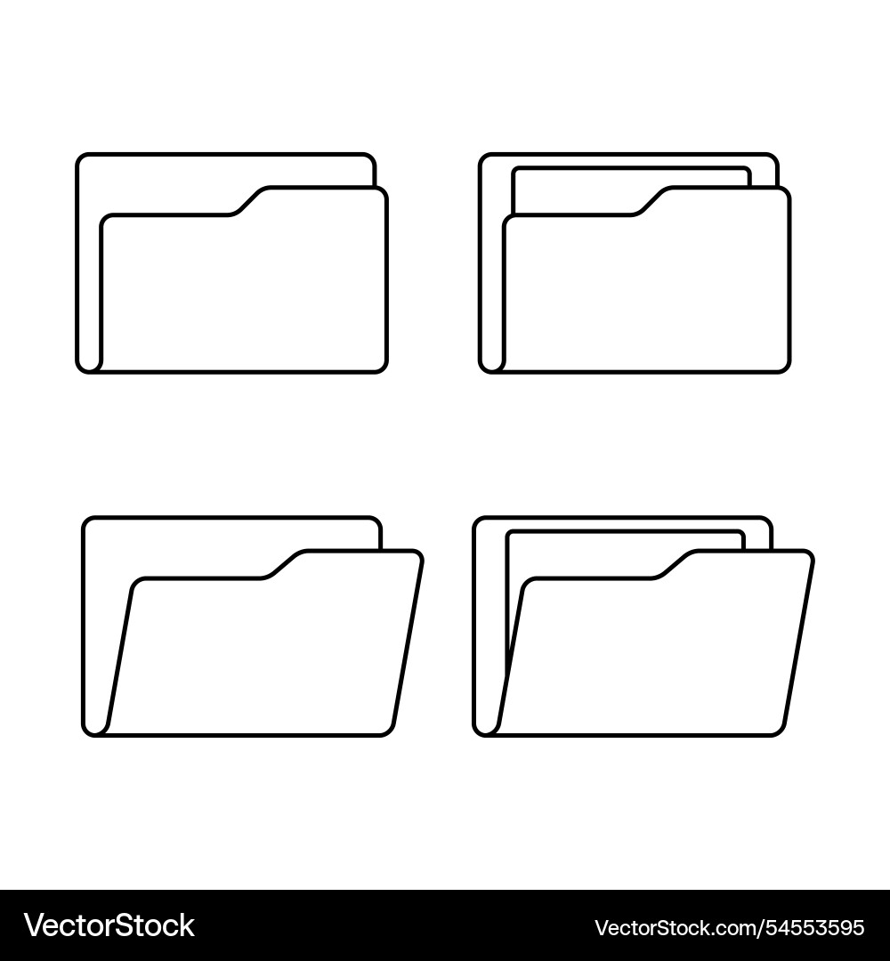 File folder set symbol of office document opened File folder set symbol of office document opened Vector Image